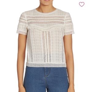 Alice and Olivia Bella Lace Inset Blouse